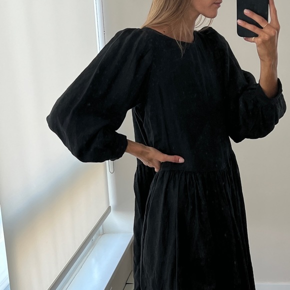 Linen Puff Sleeve Dress - Picture 4 of 6